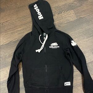 Roots special Tremblant edition, Black Zip-Up Hoodie with White Accents size XXS